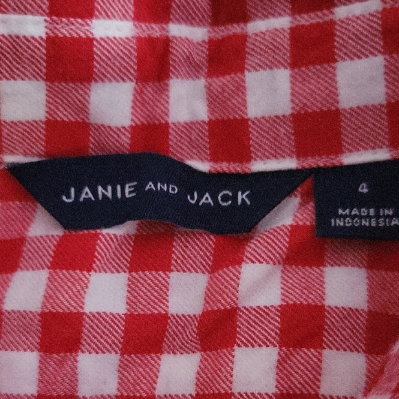 Janie and Jack Red and White Checkered Button Down Shirt - Picture 4 of 6